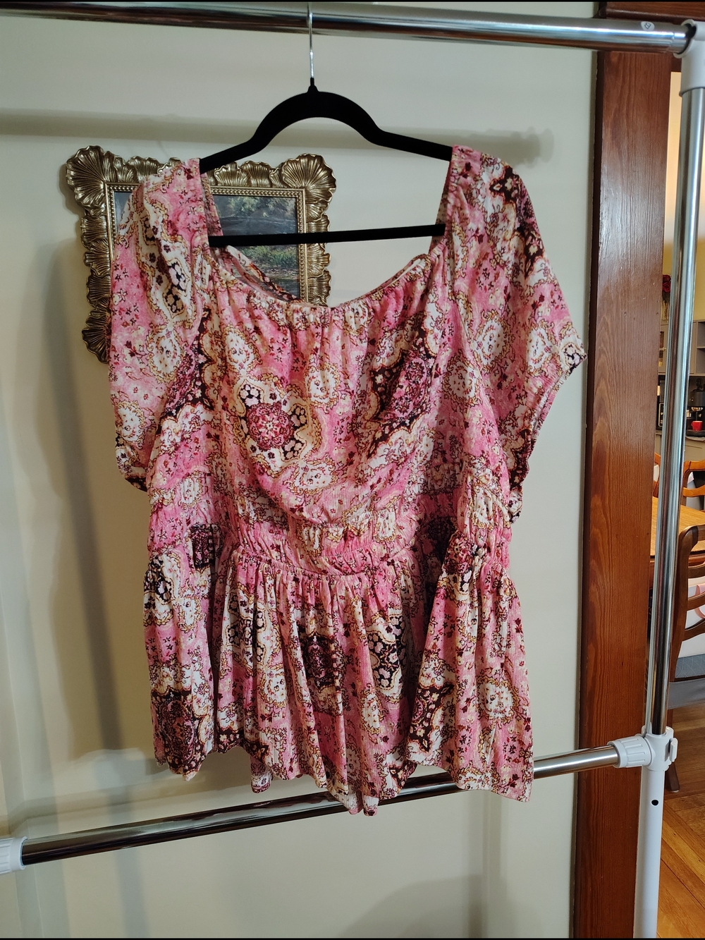 Pink Floral Peplum Women’s Top